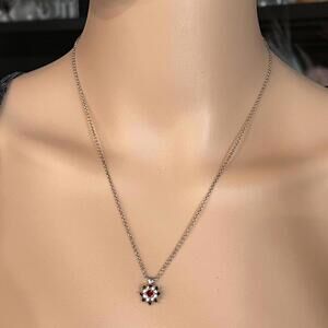 Elegant Real Silver Necklace with Red Gemstone Pendant